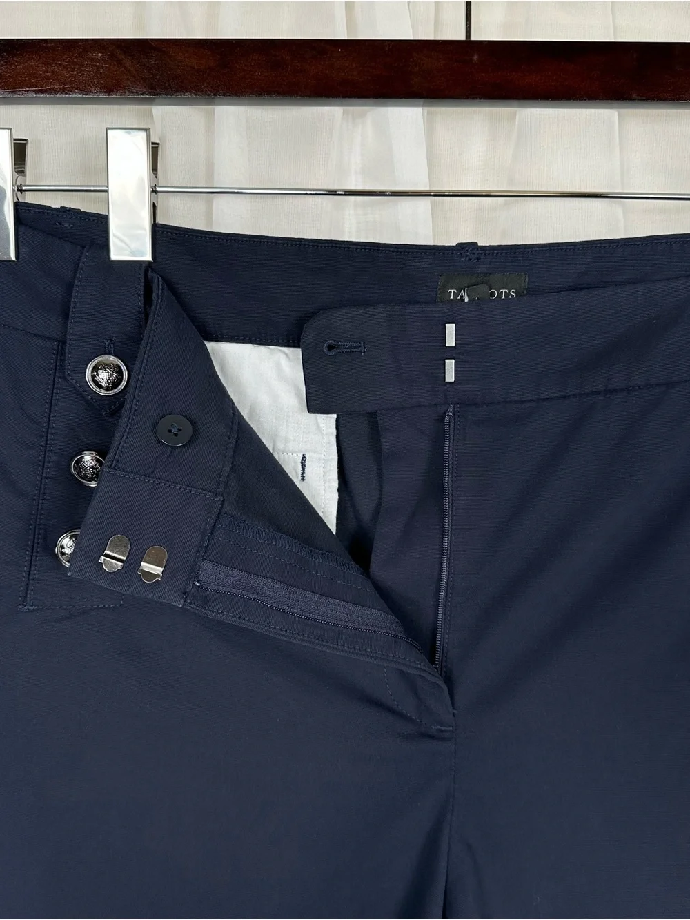 Talbots Plus Size 24W Navy Blue Chino Sailor Shorts High Waist Nautical Buttons